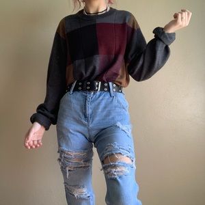 oversized vintage color block sweater
